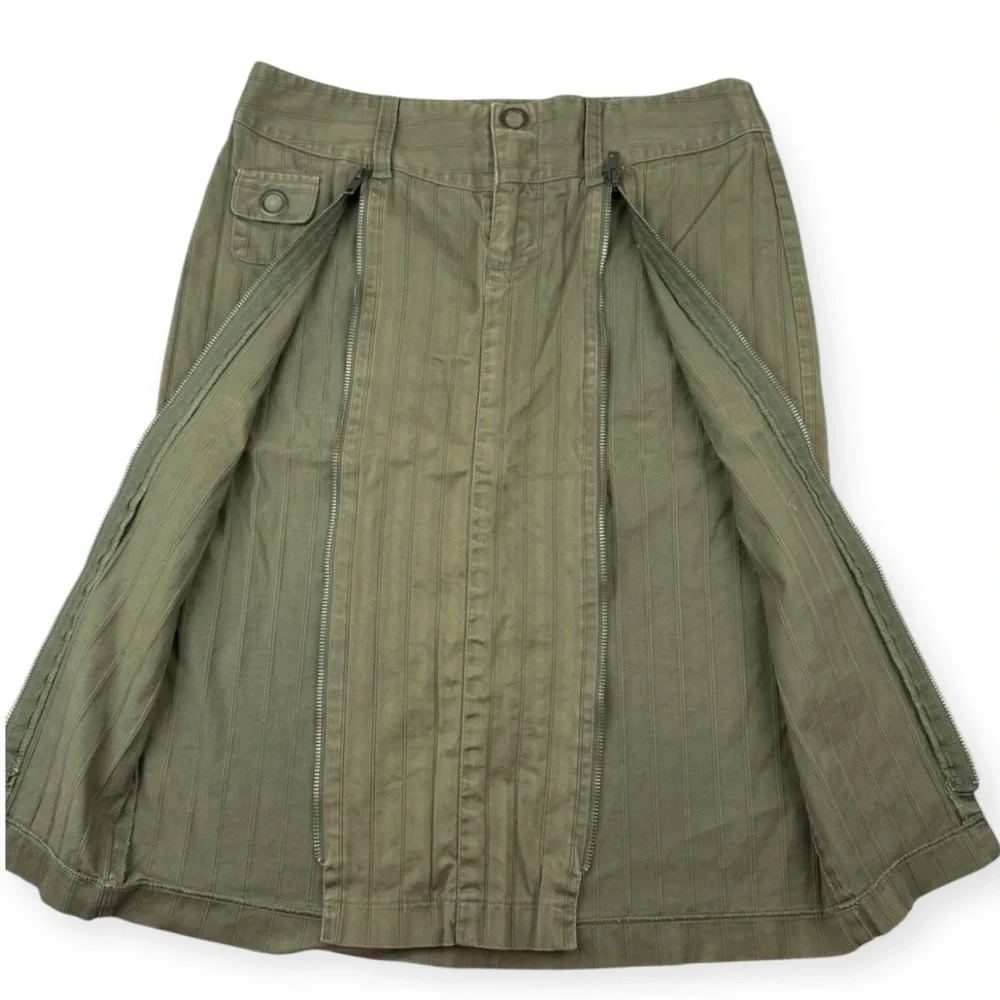 Morbid Threads Zip Pencil Skirt Goth Y2k Juniors 7 Olive Green 2000’s grunge
